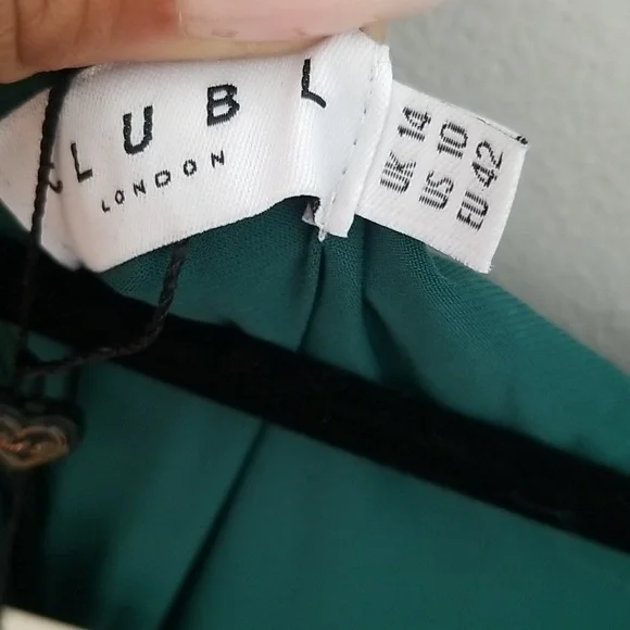 Club L London SWEET DREAMS GREEN MATERNITY ASYMMETRIC RUCHED MIDI DRESS NWT - Picture 6 of 7